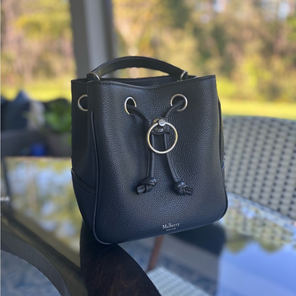 Mulberry Hampstead small classic grain calfskin in Midnight & silver hardware